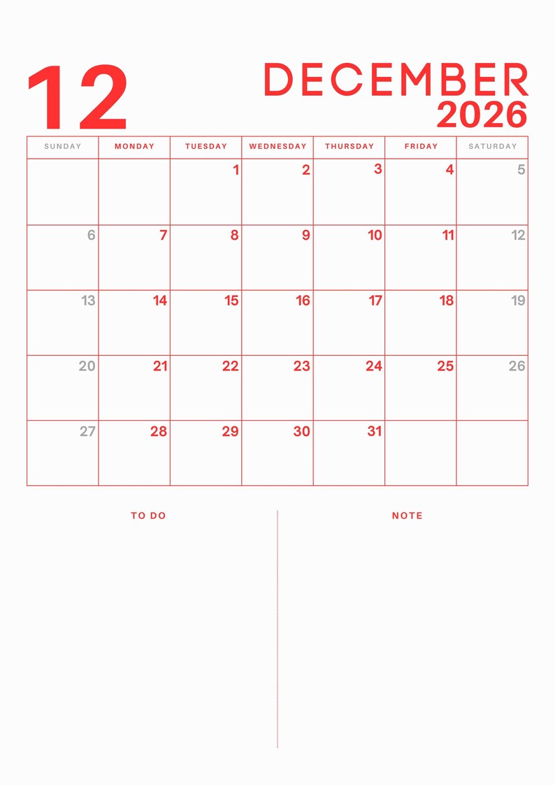 2026 Monthly Planner Elegant Monthly Calendar Sunday Start Monday Start ...