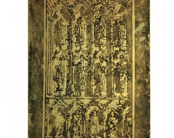 West Front, Lichfield Cathedral. Large woodblock print, Unique Colour Variation 2