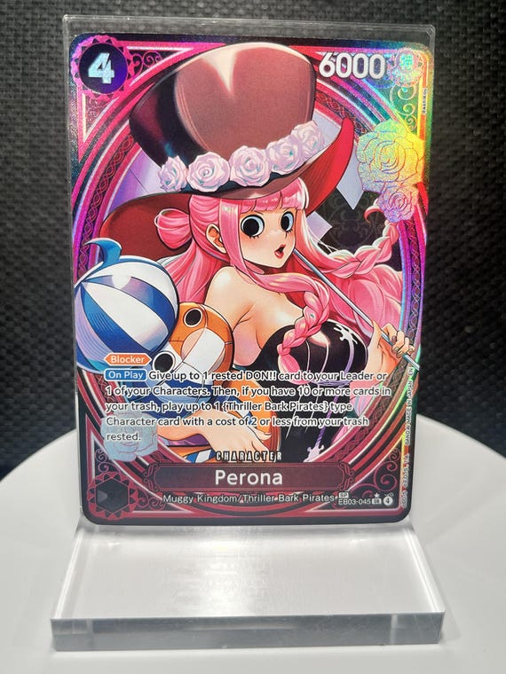 One Piece Perona SR Proxy Card EB03-045 | Heroine’s Edition Holographic Textured Anime Card | OP TCG Collectible Display