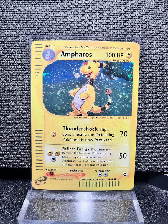 Ampharos H32/H32 Aquapolis Style Holographic Proxy Pokémon Card – Vintage E‑Series Inspired Electric Pokémon