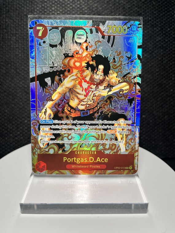 Portgas D. Ace OP02-013 SR Proxy Card | Paramount War Manga Alternate Art | Holographic Textured Foil Card | One Piece Collectible