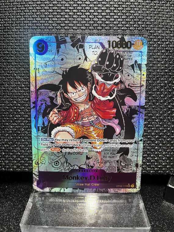 Monkey D. Luffy Holographic Textured Proxy Card – One Piece Straw Hat Pirates Collectible (OP09-119)