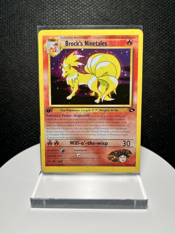 Brock’s Ninetales Proxy Pokémon Card | Vintage Gym Challenge Style | Collectible Display Replica