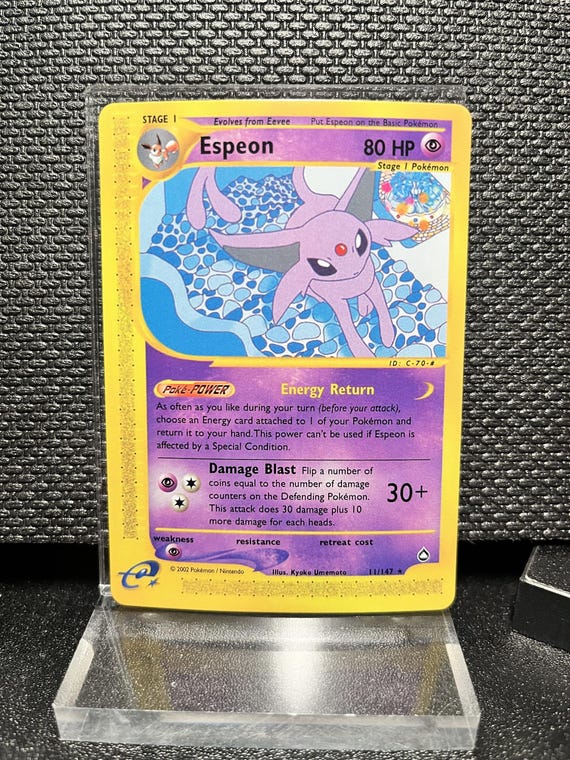 Espeon Proxy Card – Vintage e‑Reader Style Pokémon TCG – Non Holo Psychic Type – Custom Retro Eeveelution Card
