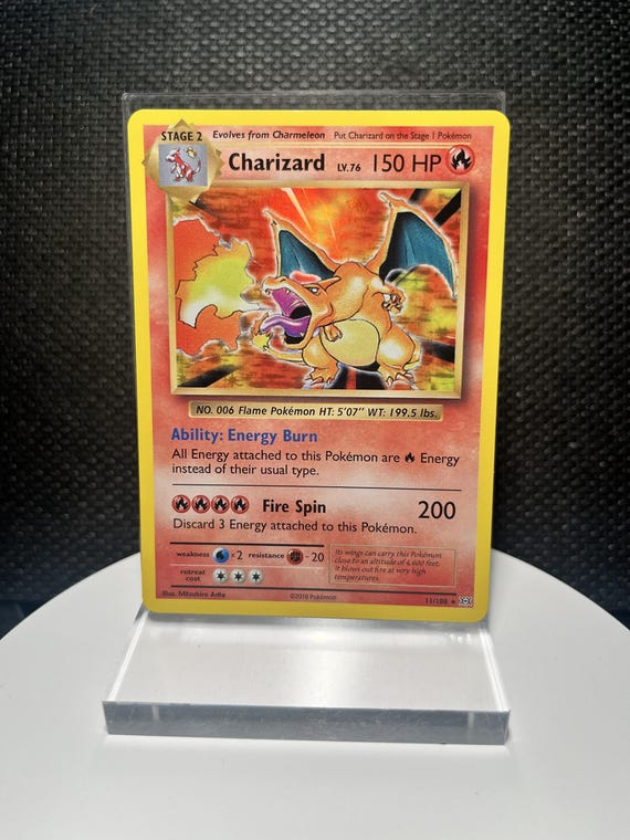 Charizard 11/108 Holo Rare Proxy Card – Evolutions Set Inspired Custom Collectible – Vintage Style Foil Trading Card Display