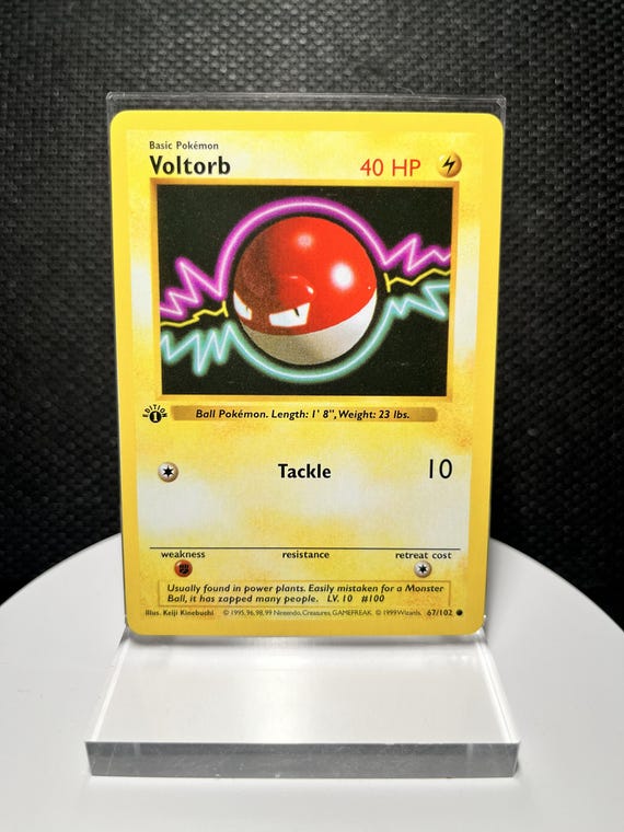 Voltorb 67/102 Proxy Card – Base Set 1st Edition Shadowless Non Holo – Vintage Pokémon Electric Display Collectible
