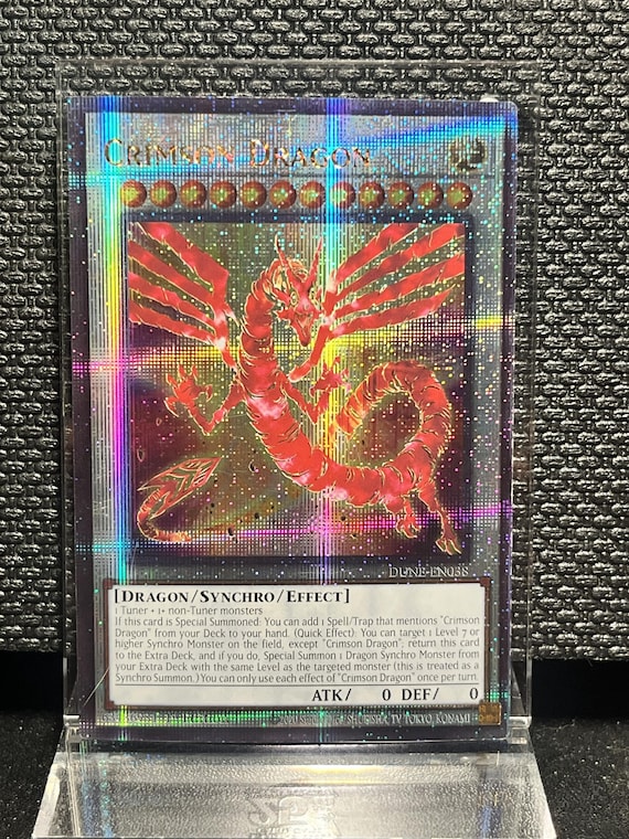 Crimson Dragon Proxy YuGiOh Card | Custom Synchro Holographic Replica | Collector Display Piece |
