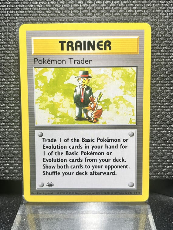 Pokémon Trader Trainer 77/102 – Base Set 1st Edition Style Proxy Pokémon Card | Non‑Holo Vintage Replica
