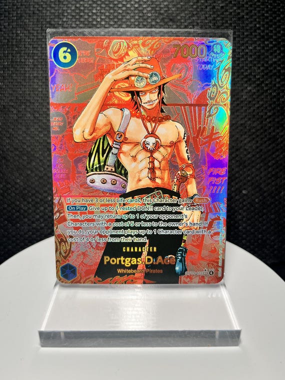 Portgas D. Ace OP13-119 SEC Proxy Card | Carrying On His Will 3rd Anniversary Art | Holographic Textured Foil | One Piece Collectible