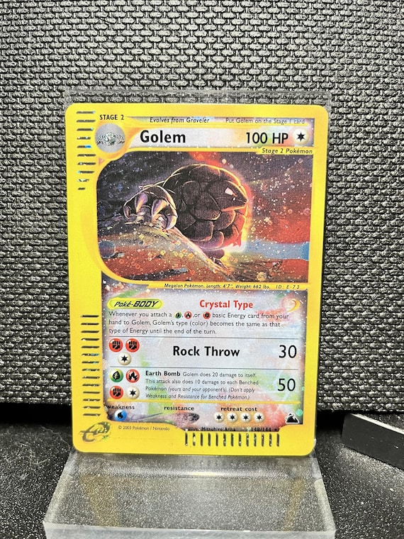 Golem Skyridge 148 Secret Rare Proxy Card | Crystal Type Holographic Pokémon | Vintage E‑Series Style