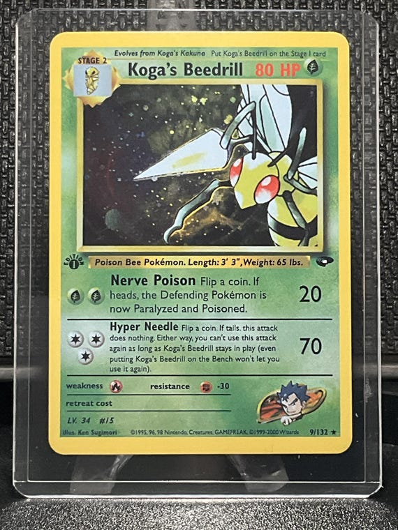 Koga’s Beedrill Proxy Pokémon Card | Vintage Gym Challenge Style | Collectible Display Replica