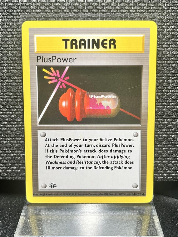 PlusPower Trainer Proxy Card – Base Set 1st Edition Style Replica (84/102)