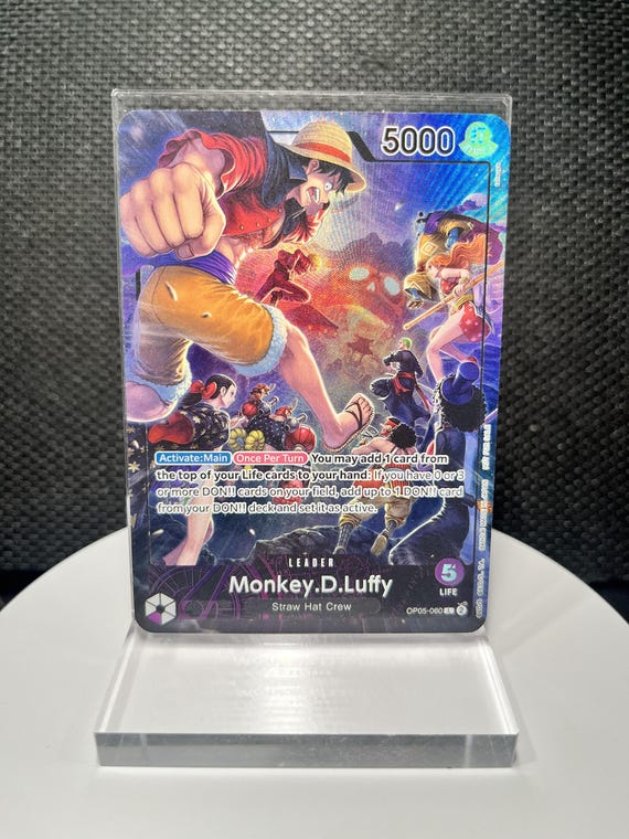 One Piece Luffy L Proxy Card OP05-060 | PSA Magazine Promo Holographic Textured Card | Anime TCG Leader Collectible Display