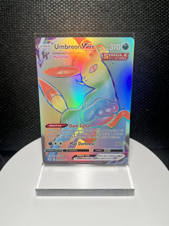 Umbreon VMAX 214/203 | Evolving Skies Secret Rare Holofoil | Rainbow Rare Full Art Proxy Card | Eeveelution Collector Gift