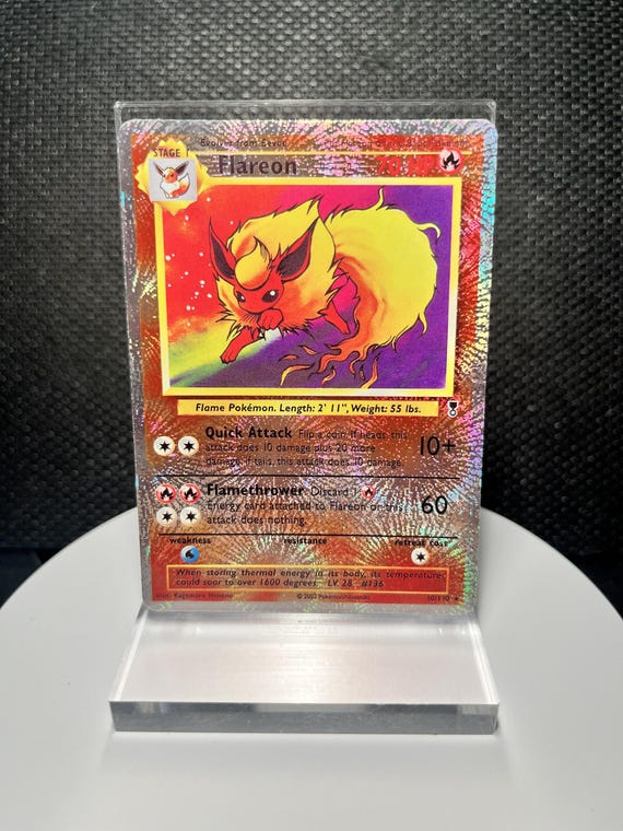 Flareon 10/110 Reverse Holofoil Proxy Card – Legendary Collection Set – Vintage Fire Pokémon Holo Display Card