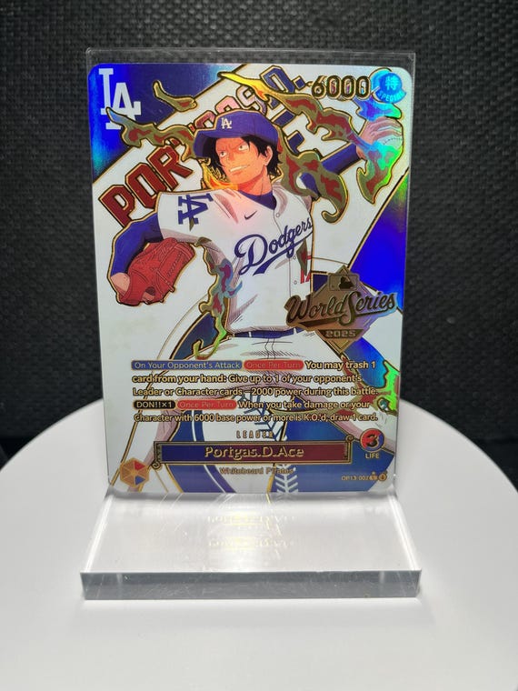 Portgas D. Ace World Series Promo OP13 Custom Fan-Made One Piece Proxy Card | Holographic Textured Trading Card | Anime Collector Gift
