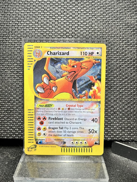 Charizard Skyridge 146 Secret Rare Proxy Card | Crystal Type Holographic Pokémon | Vintage E‑Series Style