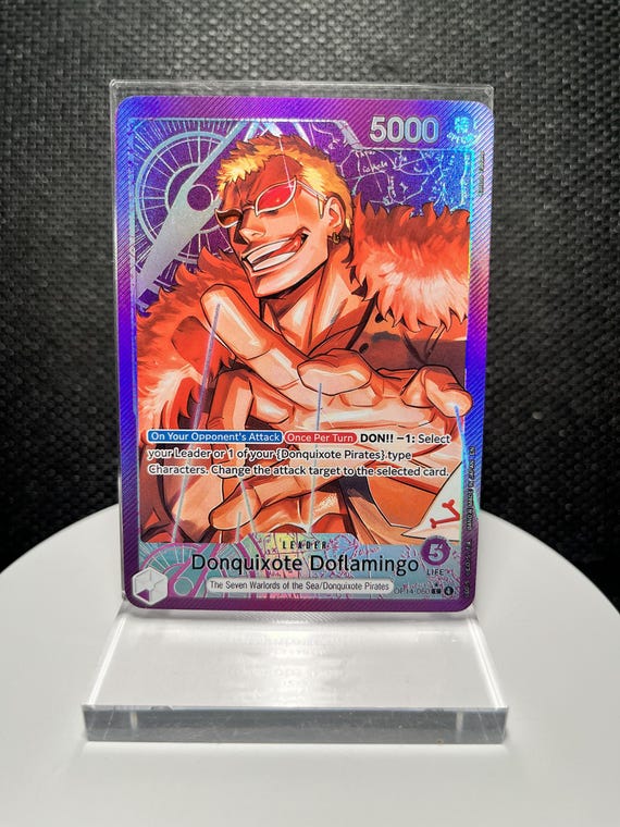 Donquixote Doflamingo Alt. Art- The Azure Sea's Seven OP14-060 (L) One Piece Leader Foil Proxy Card