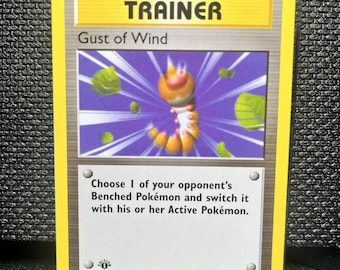 Gust of Wind Trainer Karte – Basis-Set 1st Edition Style Proxy, Non-Holo Replica
