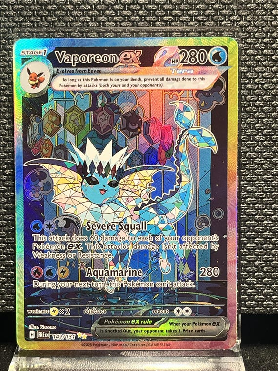 Vaporeon ex – Custom Tera Full Art Holo Proxy Card
