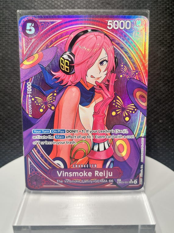One Piece Vinsmoke Reiju SR Proxy Card EB03-031 | Heroine’s Edition Holographic Textured Card | Anime TCG Collectible Display