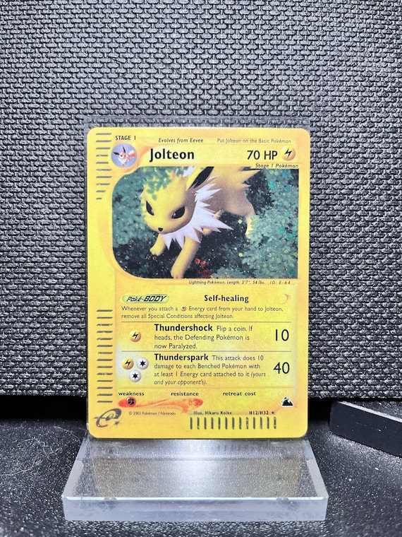 Jolteon Skyridge H12 Holo Rare Proxy Card | Vintage E‑Series Style Pokémon Display | Custom Fan Card