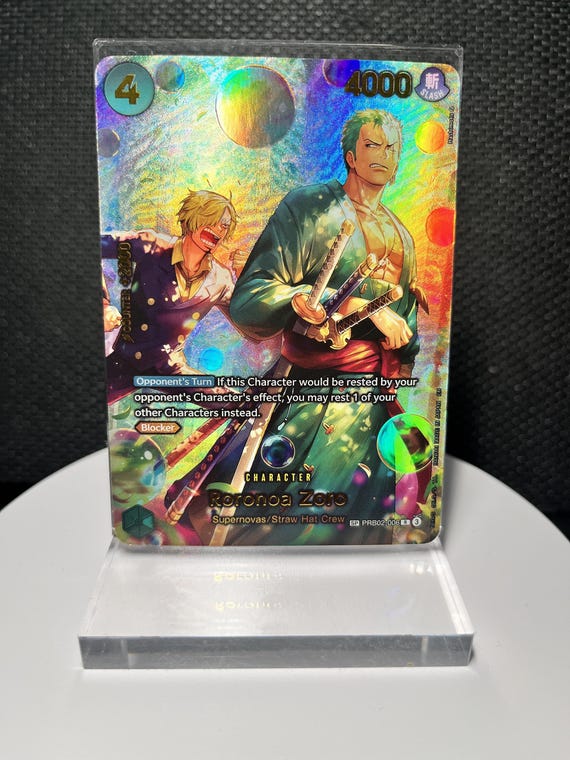 Roronoa Zoro PRB02-006 Proxy Card | One Piece Holographic Textured Card | SP Alternate Art | The Azure Sea's Seven | R Rare