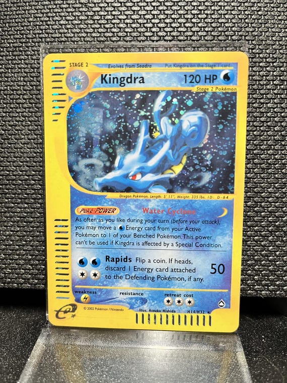 Kingdra H14/H32 Aquapolis Style Holographic Proxy Pokémon Card – Vintage E‑Series Inspired Water Dragon Pokémon