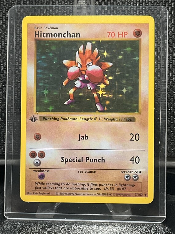 Hitmonchan Proxy Card | Vintage Base Set Style Pokémon Card | Retro 1999 Inspired Collectible