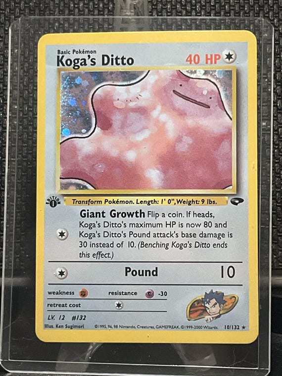 Koga’s Ditto Proxy Pokémon Card – Vintage Gym Challenge Style | Collectible Display or Casual Play