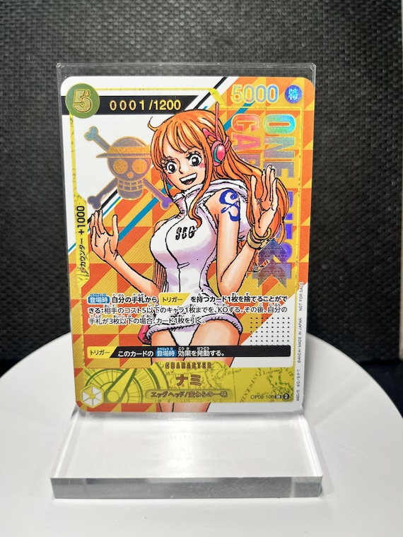 One Piece Nami SR Promo Proxy Card OP08-106 | Holographic Textured Anime Card | One Piece Promotion Cards TCG Display Collectible