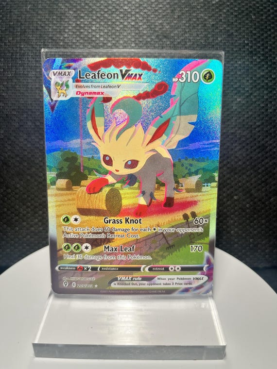 Leafeon VMAX 205/203 Secret Rare Holofoil Proxy Card – Evolving Skies Alt Art Custom TCG Display Collectible