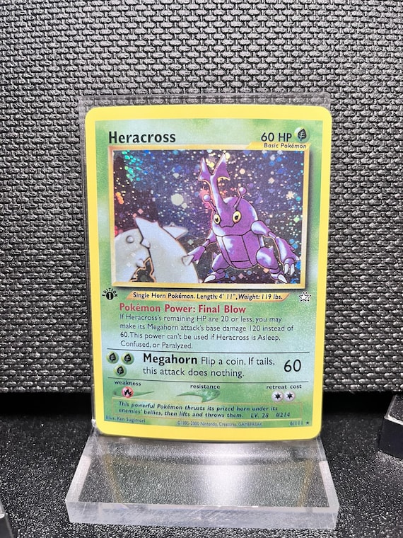 Heracross Holographic Proxy Card – 1st Edition Neo Genesis Style Bug Type