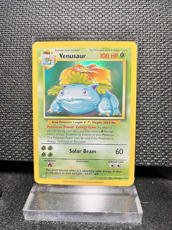 Classic Collection Venusaur Proxy Card (003) Holofoil – Assorted Collection – Vintage Style Pokémon Display Card