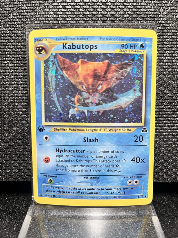 Kabutops Proxy Card – 1st Edition Holo Vintage Pokémon TCG – Fossil Style Water Pokémon – Custom Holographic Card