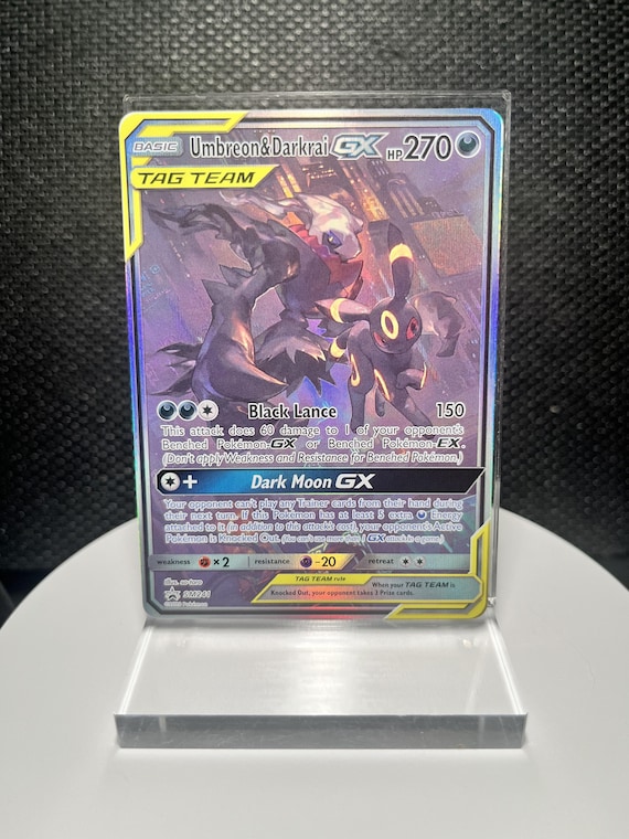 Umbreon and Darkrai GX SM241  | Sun & Moon Promo Holofoil | TAG TEAM Full Art Proxy Card | Eeveelution Collector Gift | Fan Art