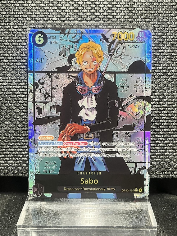 Sabo OP13-120 Proxy Card | Carrying On His Will Set, Holographic Textured TCG Anime Card