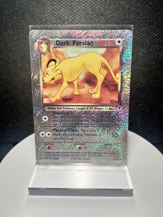 Dark Persian 6/110 Reverse Holofoil Proxy Card – Legendary Collection Set – Vintage Cat Pokémon Holo Display Card