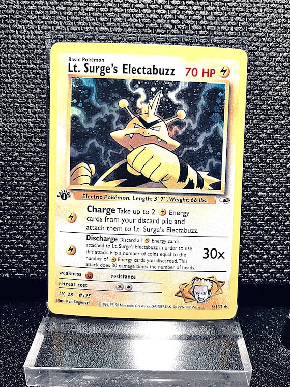 Lt. Surge’s Electabuzz Retro Proxy Card – Custom Pokémon TCG Display Piece