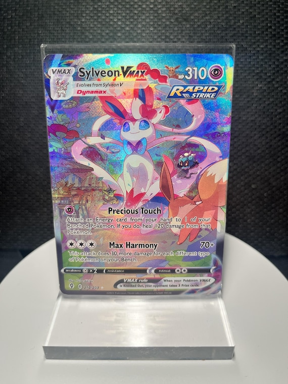 Sylveon VMAX 212/203 Secret Rare Holofoil Proxy Card – Evolving Skies Alt Art Rainbow Custom TCG Display Collectible