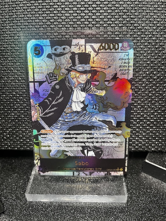 Sabo Holographic Textured Proxy Card – One Piece Custom Anime Collectible (OP04-083)