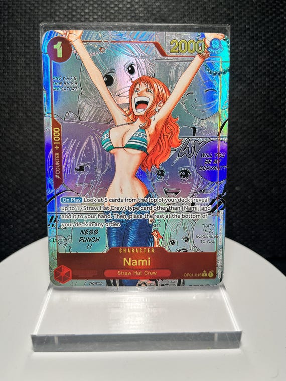 Nami OP01-016 R Proxy Card | Premium Booster Manga Art | Holographic Textured Foil Card | One Piece Anime Collectible