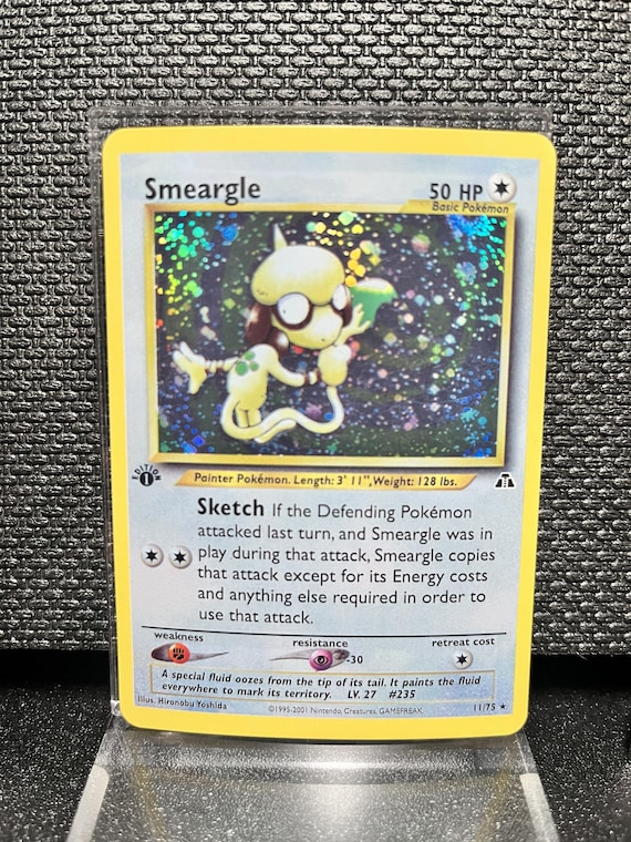 Smeargle Proxy Card – 1st Edition Holo Vintage Pokémon TCG – Neo Genesis Style Colorless Pokémon – Custom Holographic Card