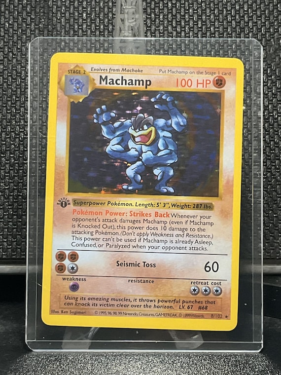 Machamp Proxy Card | Vintage Base Set Style Pokémon Card | Custom Retro Collectible | 1999 Inspired Display Replica