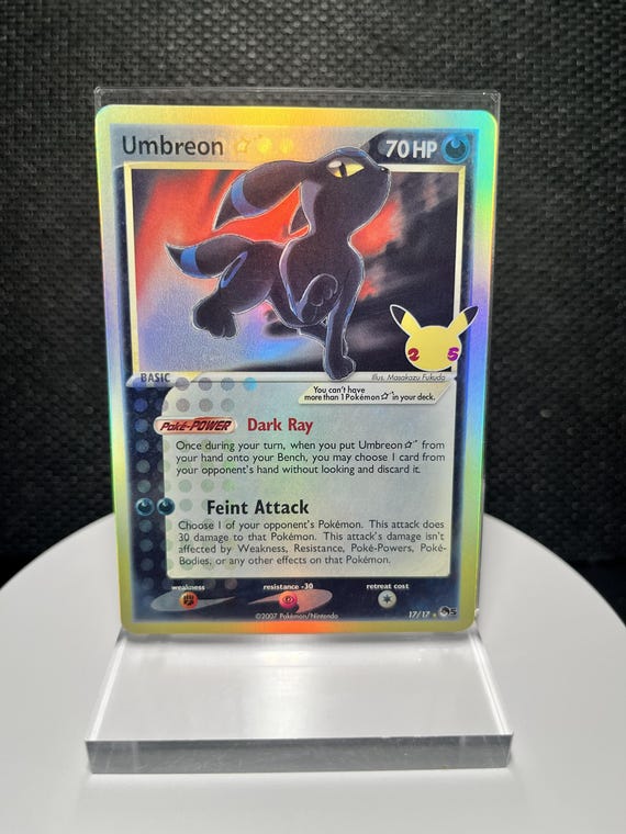 Umbreon Gold Star 17/17 Proxy Card | Celebrations Holofoil Display (Fan Art)