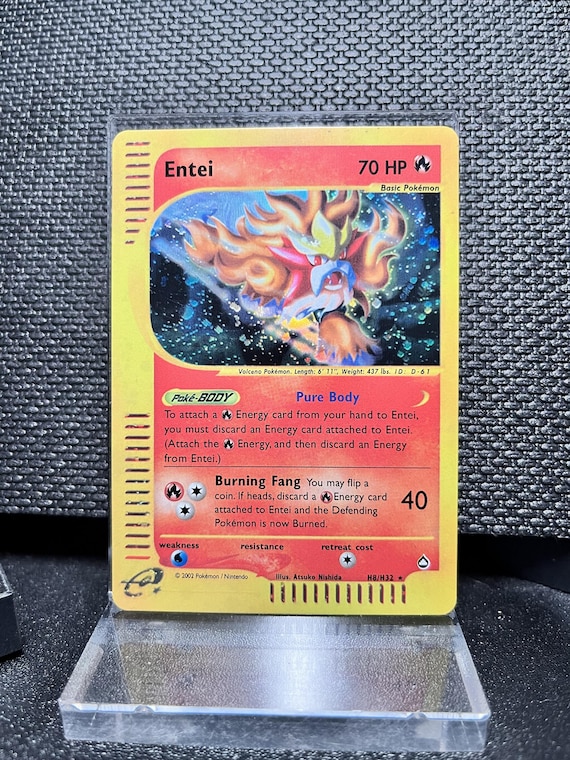 Entei H8/H32 Aquapolis Style Holographic Proxy Pokémon Card – Vintage E‑Series Inspired Legendary Fire Pokémon