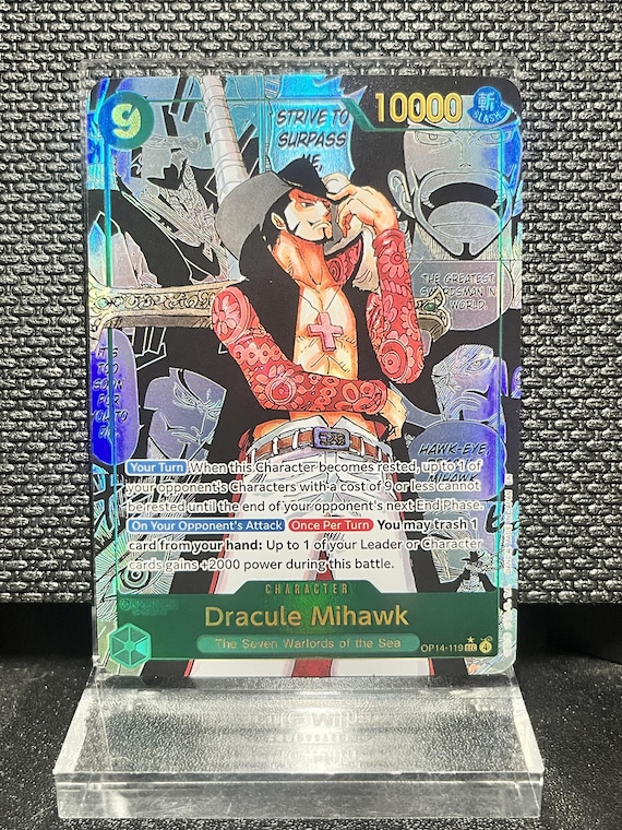 Dracule Mihawk OP14-119 Proxy Card | The Azure Sea's Seven Holographic Textured One Piece TCG