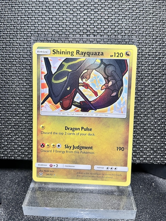 Shining Rayquaza Proxy Card (56) Shiny Holo Rare – Shining Legends Style – Assorted Collection Pokémon Display Card