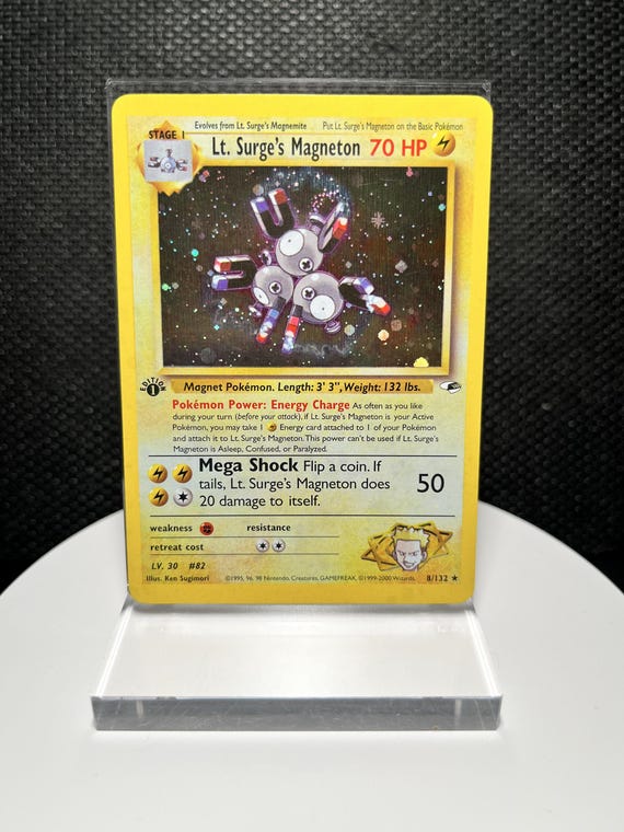 Lt. Surge’s Magneton Proxy Card – 1st Edition Holographic (Gym Heroes WOTC Style)
