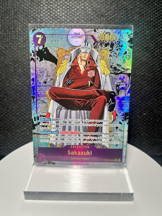 Sakazuki OP16-065 SR Proxy Card | The Time of Battle Manga Rare Holographic Textured Foil Card | One Piece Anime Collectible Gift